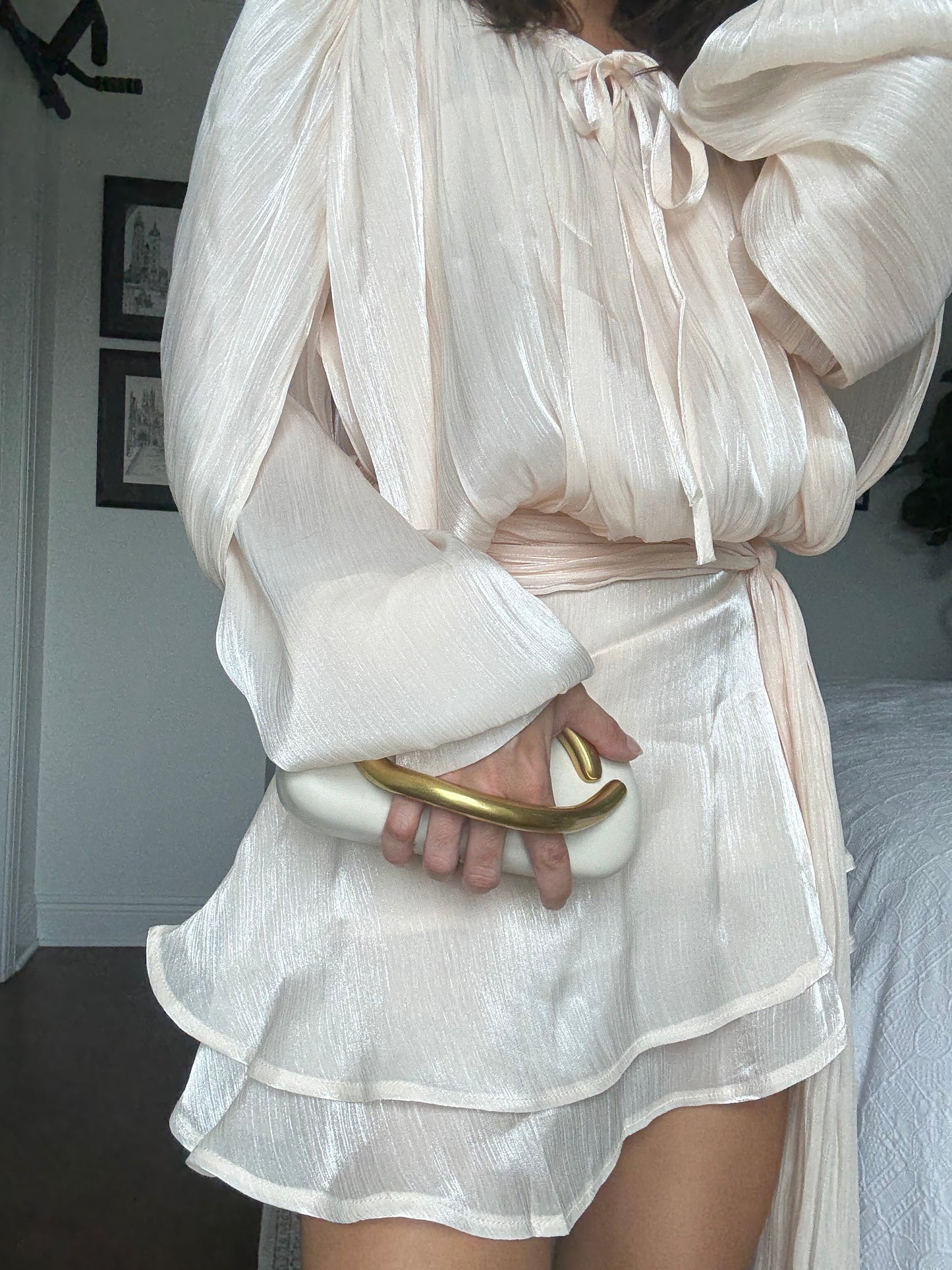 Pleated Belted Mini Dress