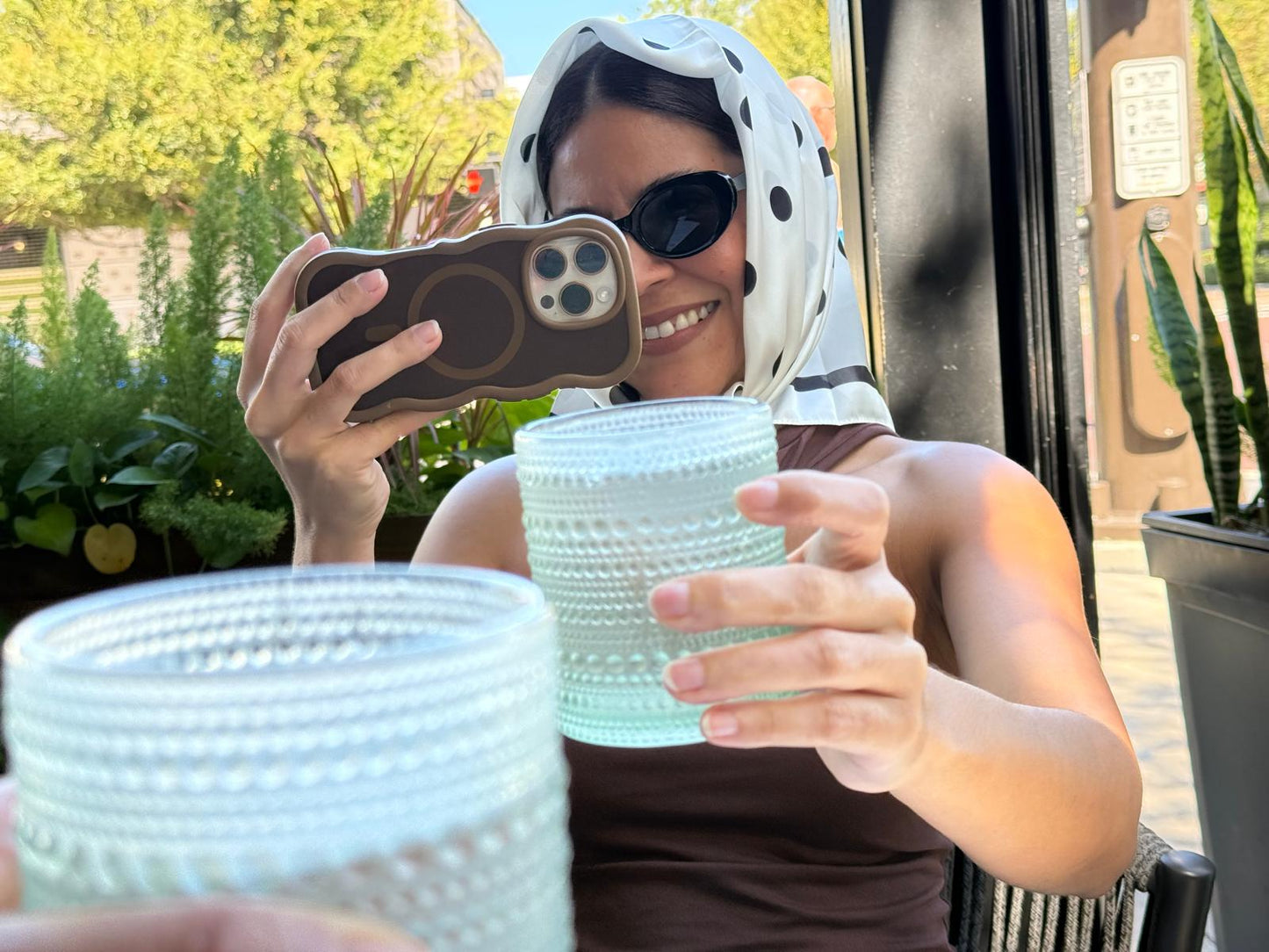 Polka Dots Square Color Block Scarf