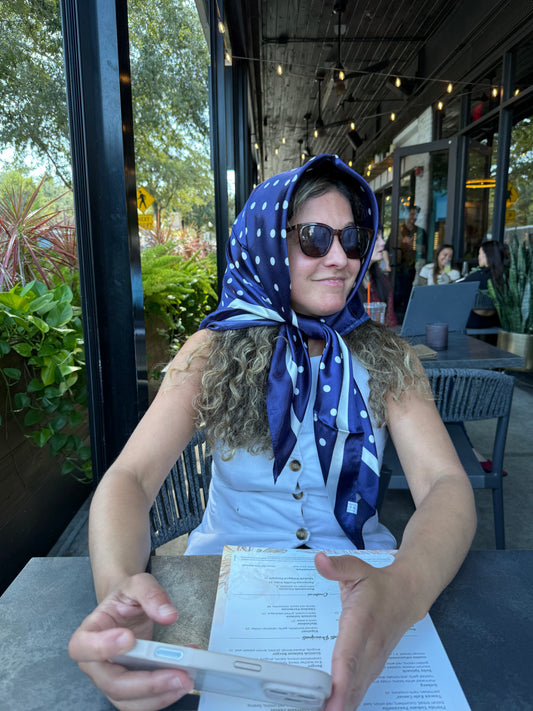 Polka Dot Faux Silk Square Scarf