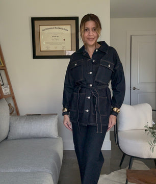 Denim Pants Suit Set