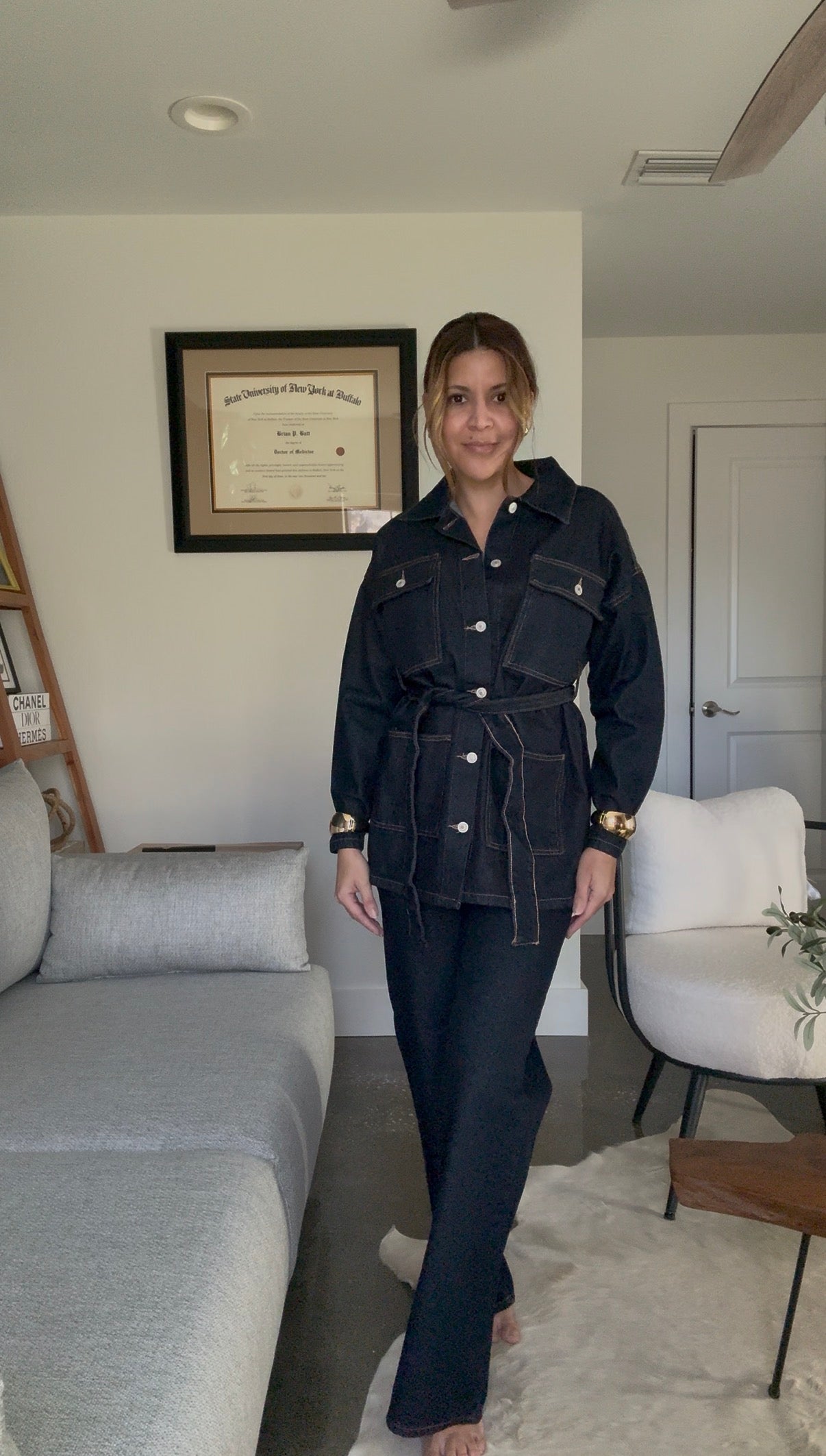 Denim Pants Suit Set
