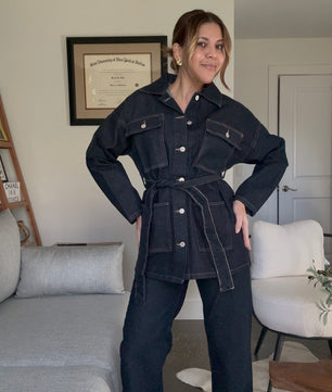 Denim Pants Suit Set