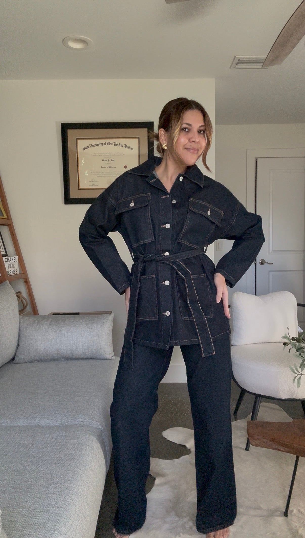 Denim Pants Suit Set