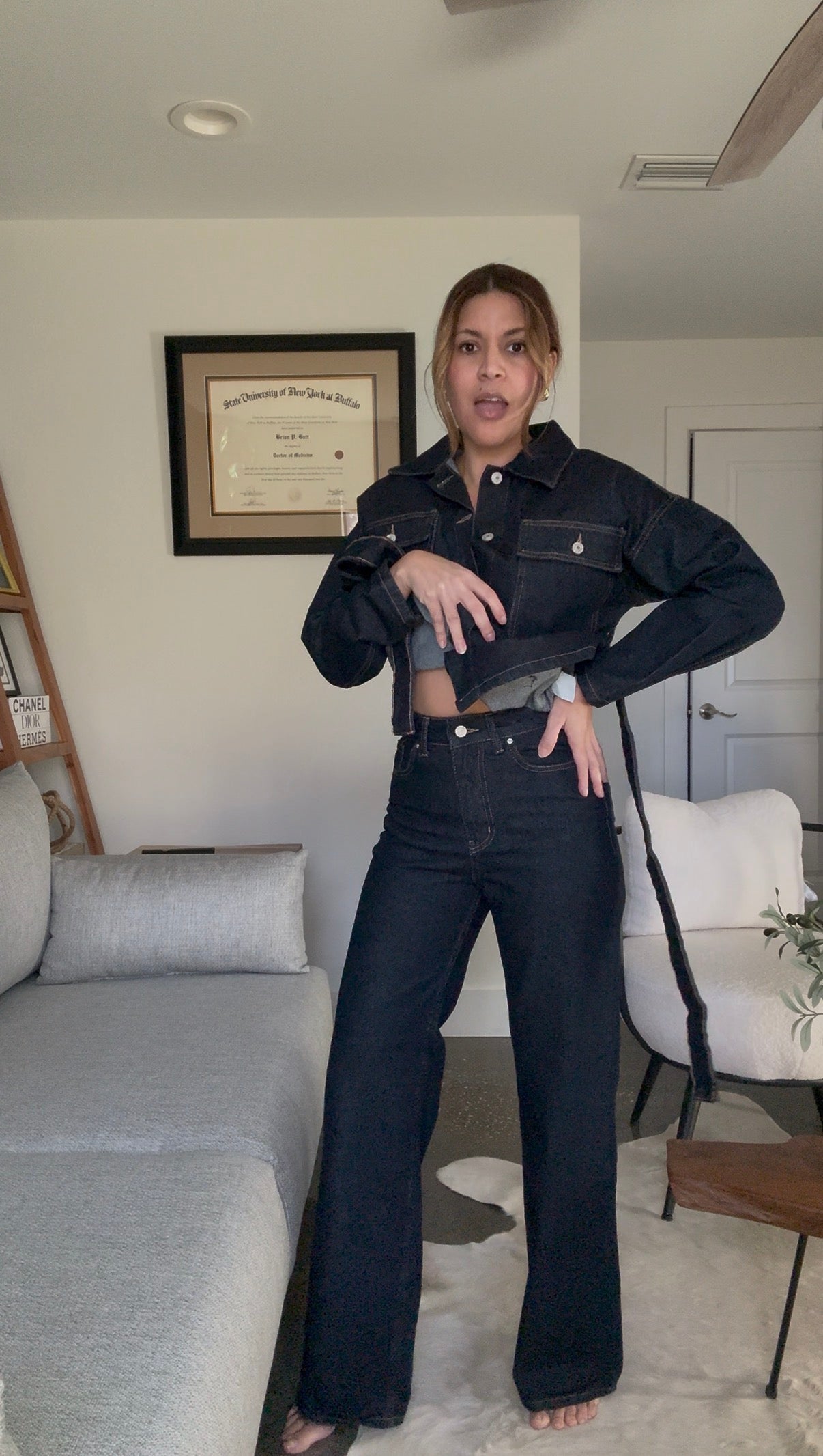 Denim Pants Suit Set