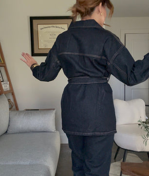 Denim Pants Suit Set