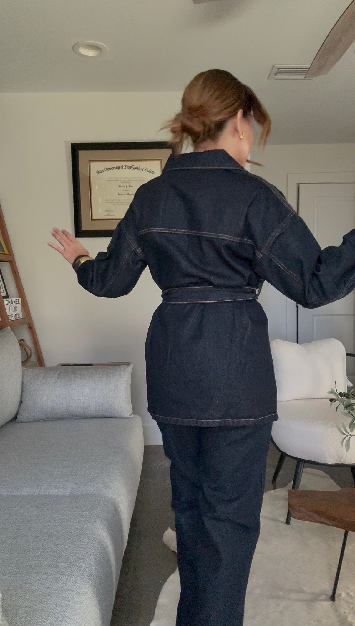 Denim Pants Suit Set
