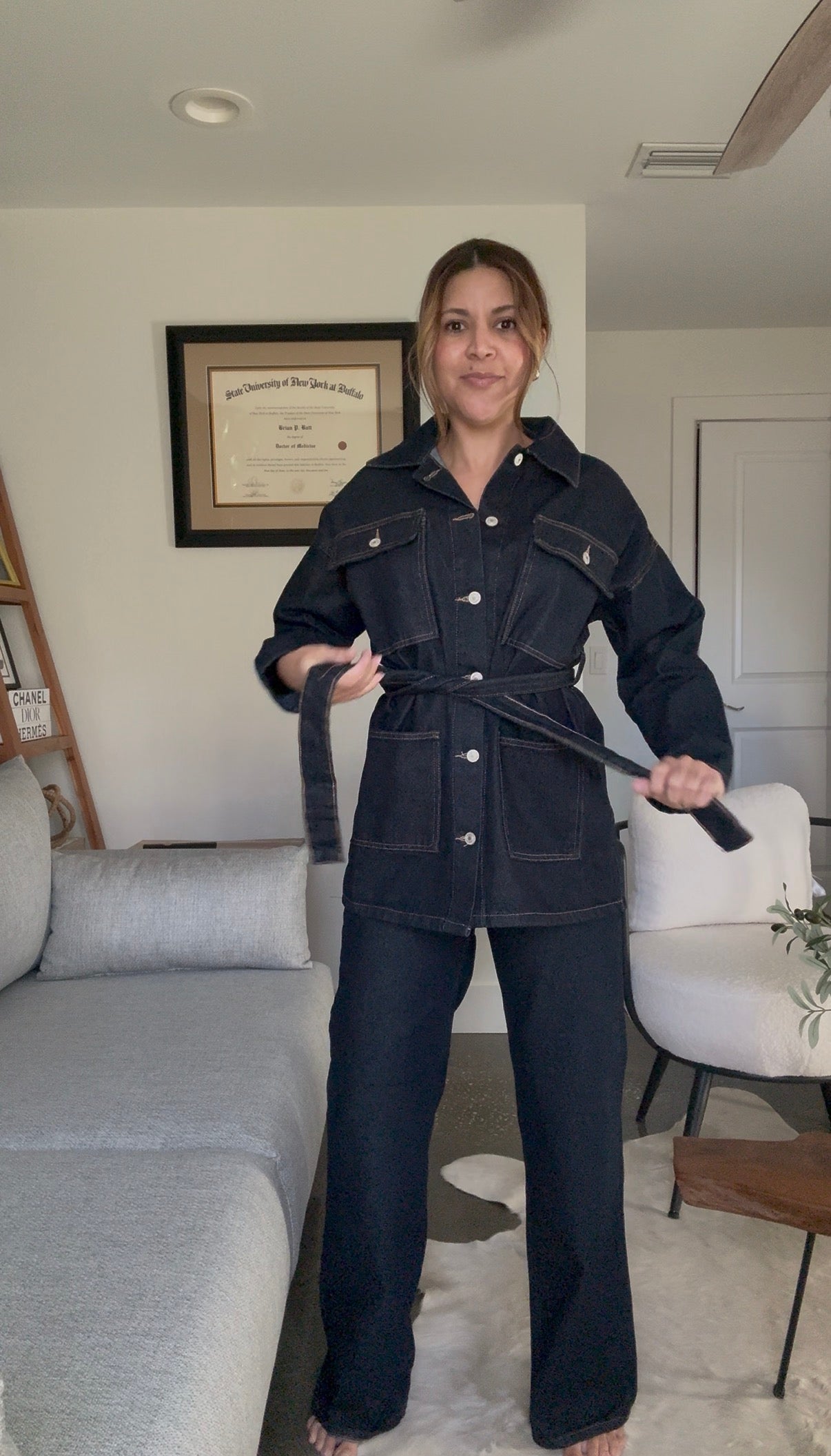 Denim Pants Suit Set