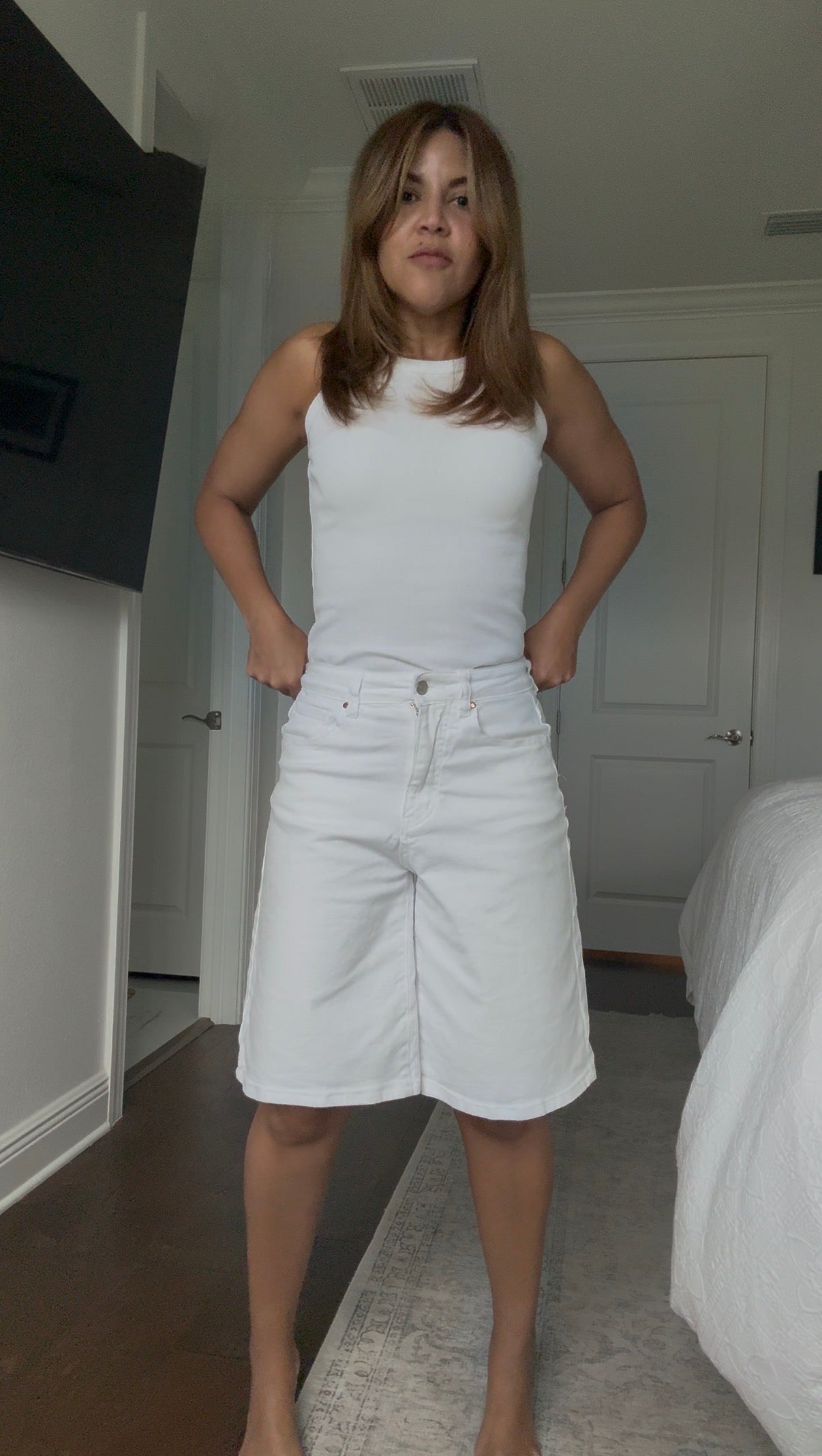 Relaxed  Fit Denim Bermuda Jean Shorts