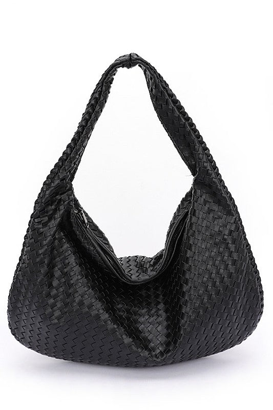 Weaved Faux Leather Soft Shoulder Bag