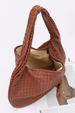 Weaved Faux Leather Soft Shoulder Bag