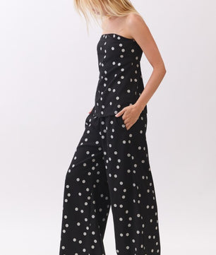 Polka Dot Linen Strapless Set.