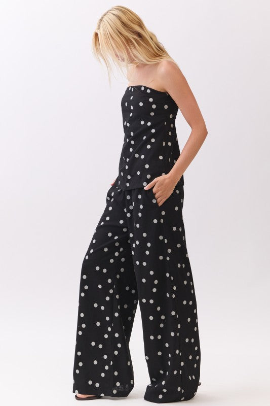 Polka Dot Linen Strapless Set.