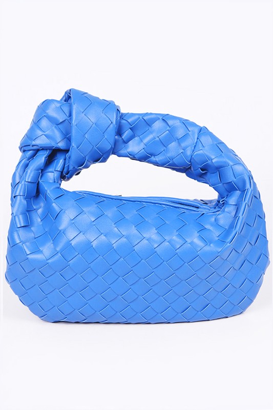 braided top knot clutch bag blue