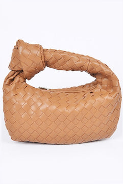 braided top knot clutch bag brown