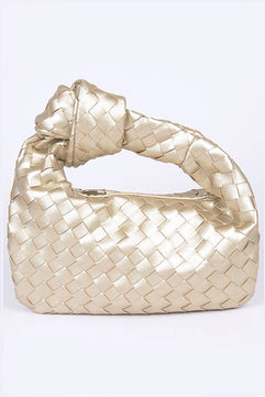 braided top knot clutch bag gold