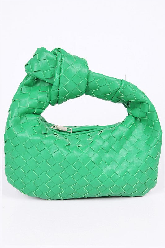 braided top knot clutch bag gree