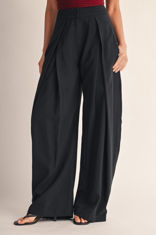 Modal Pleated Wide Leg Trousers