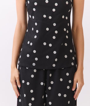 Polka Dot Linen Strapless Set.