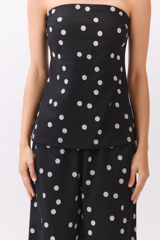 Polka Dot Linen Strapless Set.