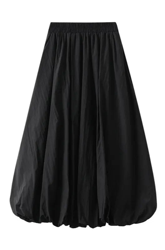 Solid Balloon Hem Maxi Skirt