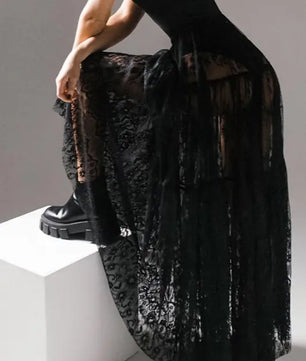 Sheer Lace Maxi Skirt