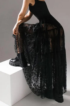 Sheer Lace Maxi Skirt