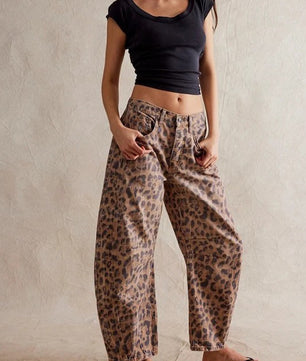 Leopard Print Wide-Leg Pants