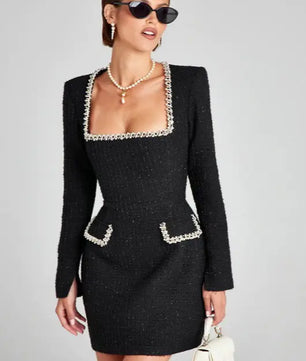 Square Neck Tweed Dress