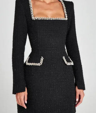 Square Neck Tweed Dress