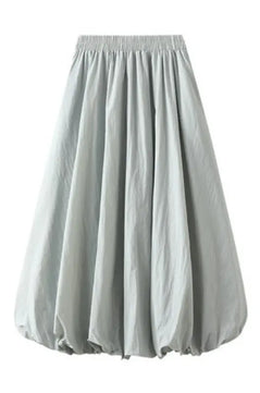 Solid Balloon Hem Maxi Skirt