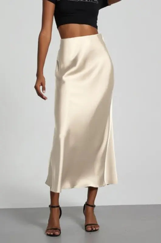 Satin Finish Slimming A-Line Skirt