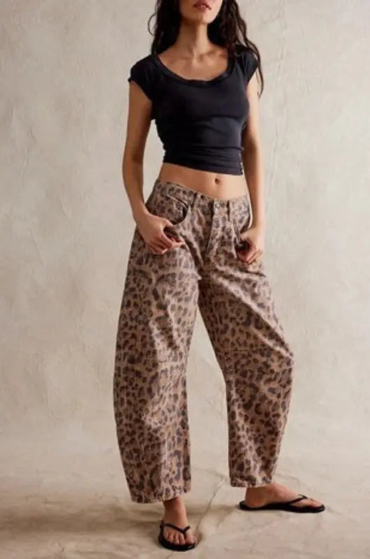 Leopard Print Wide-Leg Pants