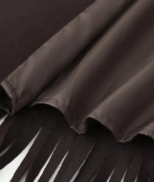 Fringed Solid Wool Blend Notch Collar Coat