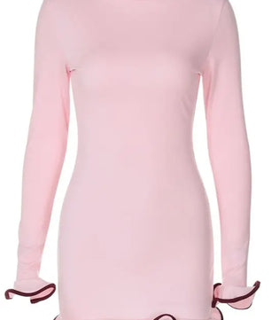 Long Sleeve Mini Dress with Ruffled Hem