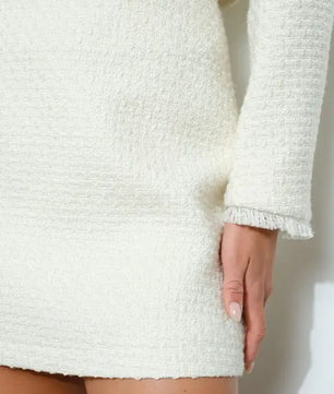 Monochrome Boucle Textured High Waist Mini Skirt