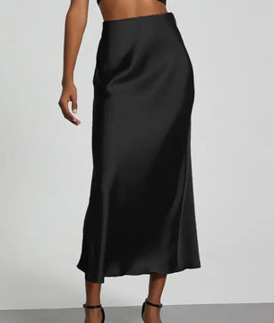 Satin Finish Slimming A-Line Skirt