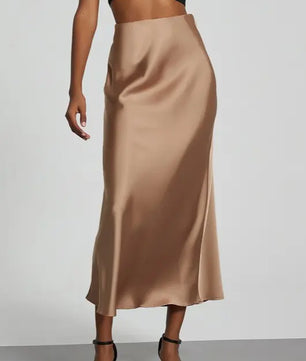 Satin Finish Slimming A-Line Skirt